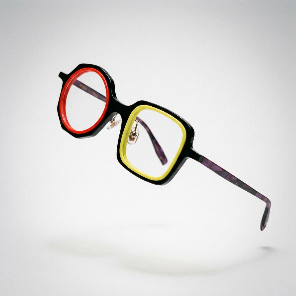 Lunettes montures zéro-correction Prime XO YOHO Black Noir, violet Unisexe — OPR-0001 fabriquées à la main