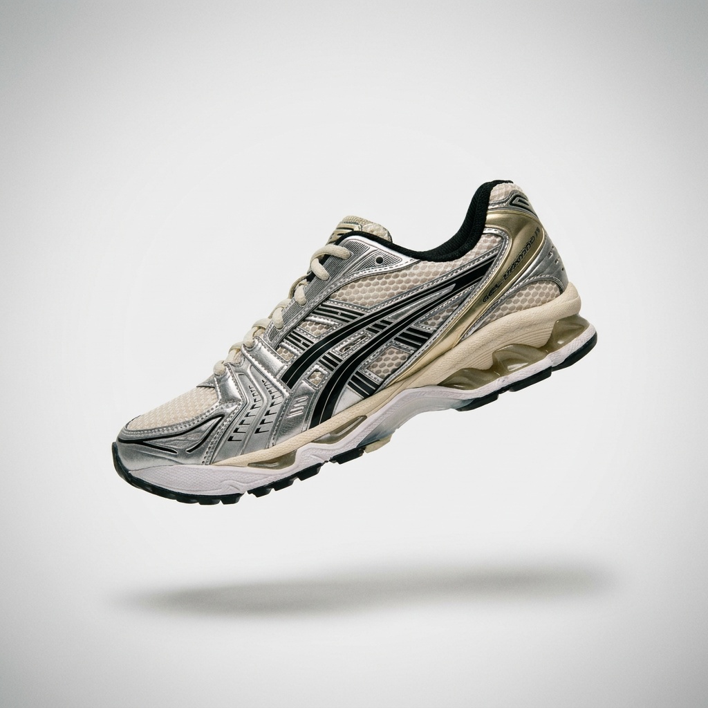 Sneakers ASICS Gel-Kayano 14 Birch / Pure Silver, blanc/or, unisexe – chaussures de sport basses rétro, SKU 1203A537-200